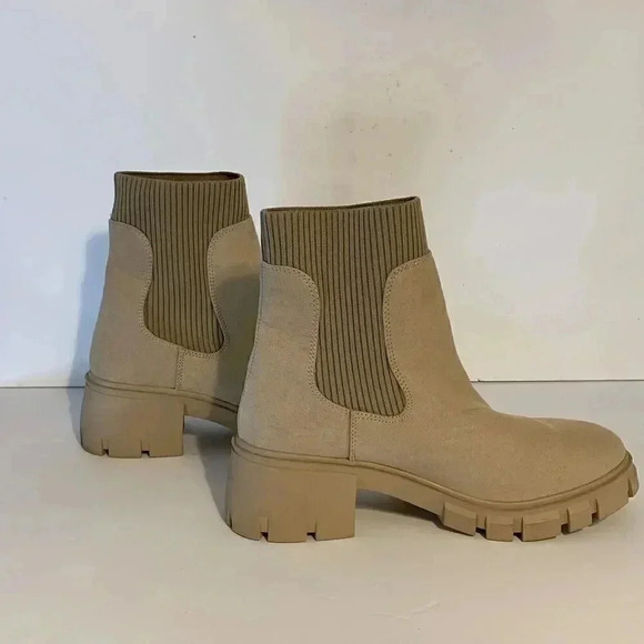 Women’s Sincerely Jules Ashville Tan Boots Knit Stretch Faux Suede Size 10‎ - Picture 2 of 7